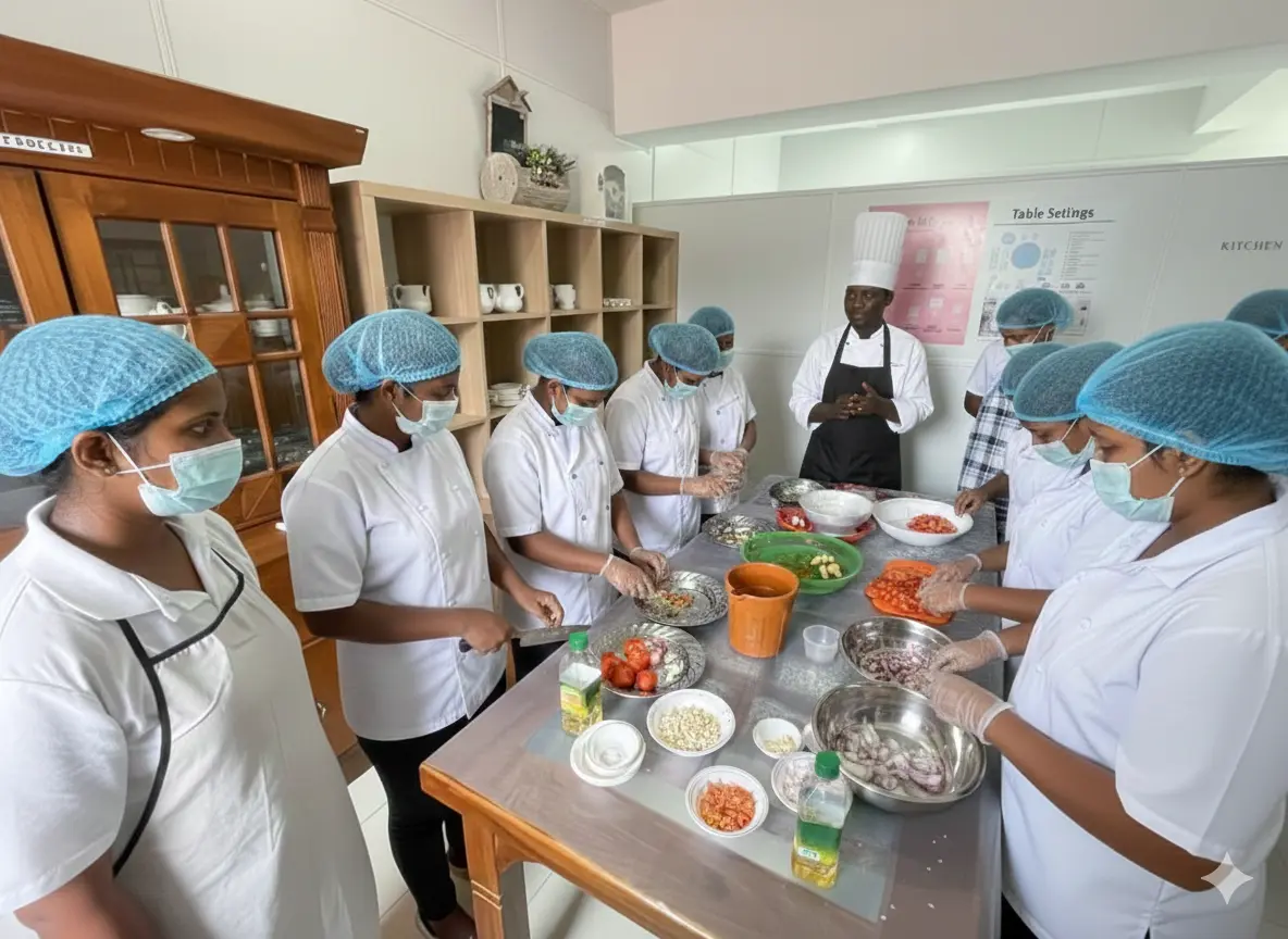 Workers in training session